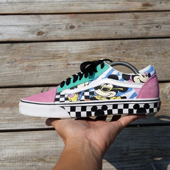 Women Vans Off the Wall Old Skool Mickey Mouse Disney 80s